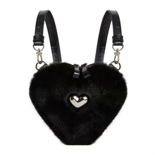 Load image into Gallery viewer, black Real Mink Fur Heart Bag Purse