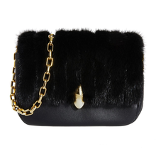 Load image into Gallery viewer, Black Real Mink Fur Square Bag
