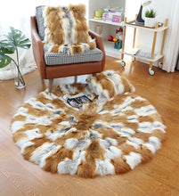 Load image into Gallery viewer, Round Circular Fox Fur Rugs