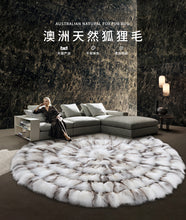 Load image into Gallery viewer, Round Real Saga Fox Fur Rugs Carpets