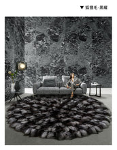 Load image into Gallery viewer, Round Real Saga Fox Fur Rugs Carpets