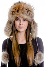 Load image into Gallery viewer, The Ladies Fox Fur Pilot Trapper Hat