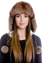 Load image into Gallery viewer, The Ladies Fox Fur Pilot Trapper Hat