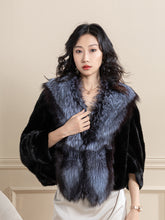 Load image into Gallery viewer, White Mink Cape Stole Shawl Ponche Bolero Fox Fur Collar