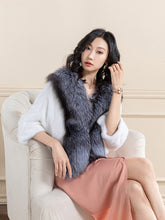Load image into Gallery viewer, White Mink Cape Stole Shawl Ponche Bolero Fox Fur Collar