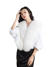 Load image into Gallery viewer, White Mink Cape Stole Shawl Ponche Bolero Fox Fur Collar