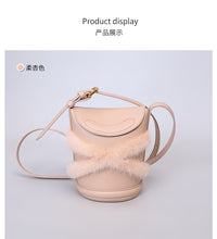 Load image into Gallery viewer, Women Lambskin Leather and Mink Fur Shoulder Bag