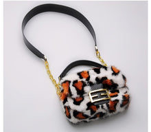 Load image into Gallery viewer, Women's Mink Fur Shoulder Bag with Leopard Print