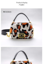 Load image into Gallery viewer, Women's Mink Fur Shoulder Bag with Leopard Print