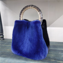 Load image into Gallery viewer, Women's Mink Handbag with Bracelet and Mink PomPom