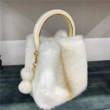 Load image into Gallery viewer, Women's Mink Handbag with Bracelet and Mink PomPom