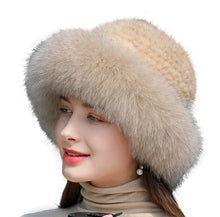 Load image into Gallery viewer, Women's Real Fox Fur Bucket Hat with Mink Fur