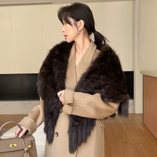 Load image into Gallery viewer, Women's Sable Triangle Fringe Shawl