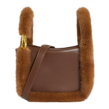 Load image into Gallery viewer, Womens Mink Fur Leather Bag