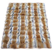 Load image into Gallery viewer, Genuine Red Fox Fur Plaid Throw Blanket
