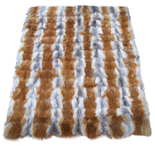 Load image into Gallery viewer, Genuine Red Fox Fur Plaid Throw Blanket
