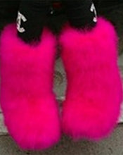 Load image into Gallery viewer, Ostrich Fur Mid-calf Boots Women Flat Heel Mid-Calf Fuzzy Soft Warmand Snow Fur Boot New Design Plush Round Toe Fur Boots

