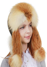 Load image into Gallery viewer, Red Russian Hat  Fox Fur Women&#39;s Winter fox Skin Hats for Sale with Warm Ear Protection Fox Fur Mongolian Style Ushanka
