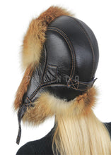 Load image into Gallery viewer, New Style Natural Fox Fur Russian Hat Ushanka Women Winter Warm Fluffy Popular Style Female Fashion Red and Black fox Fur Hat
