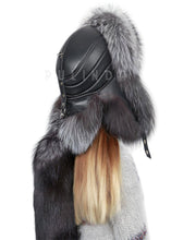 Load image into Gallery viewer, Winter Bomber Trapper fox Hat Hats Plush Earflap Russian Women&#39;s Trapper Aviator Pilot Hat Best Ushanka Hats with fox Tail
