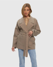 Load image into Gallery viewer, Belted Jacket Crafted Cashmere and Wool with Detachable Toscana Shearling Lamb Trim Leather Jackets for Ladies
