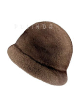 Load image into Gallery viewer, Saga Brown Mink Fur Bucket Hat for Womens Manufacturer Direct Sale Winter Solid Color Hat Fluffy Bucket Hat Womens Mink Fur Hat
