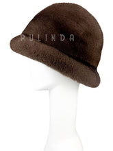 Load image into Gallery viewer, Saga Brown Mink Fur Bucket Hat for Womens Manufacturer Direct Sale Winter Solid Color Hat Fluffy Bucket Hat Womens Mink Fur Hat
