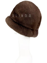 Load image into Gallery viewer, Saga Brown Mink Fur Bucket Hat for Womens Manufacturer Direct Sale Winter Solid Color Hat Fluffy Bucket Hat Womens Mink Fur Hat
