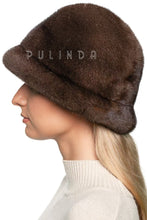 Load image into Gallery viewer, Saga Brown Mink Fur Bucket Hat for Womens Manufacturer Direct Sale Winter Solid Color Hat Fluffy Bucket Hat Womens Mink Fur Hat
