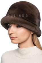 Load image into Gallery viewer, Saga Brown Mink Fur Bucket Hat for Womens Manufacturer Direct Sale Winter Solid Color Hat Fluffy Bucket Hat Womens Mink Fur Hat
