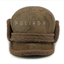 Load image into Gallery viewer, Mens Shearling Sheepskin Mouton Earflaps Fur Baseball Cap Fur Trucker Hat
