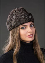 Load image into Gallery viewer, Womens Brown Persian Lamb Swakara Karakul Astrakhan Cossack Hat Cap Customized logo Karakul Hat for Sale Fur Hat for Sale
