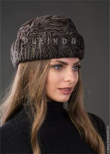 Load image into Gallery viewer, Womens Brown Persian Lamb Swakara Karakul Astrakhan Cossack Hat Cap Customized logo Karakul Hat for Sale Fur Hat for Sale
