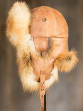 Load image into Gallery viewer, Red Fox Fur Trapper Hat Ushanka Aviator Hat Winter Style Ushanka fox Fur Hat for Men with Windproof Ear Flaps
