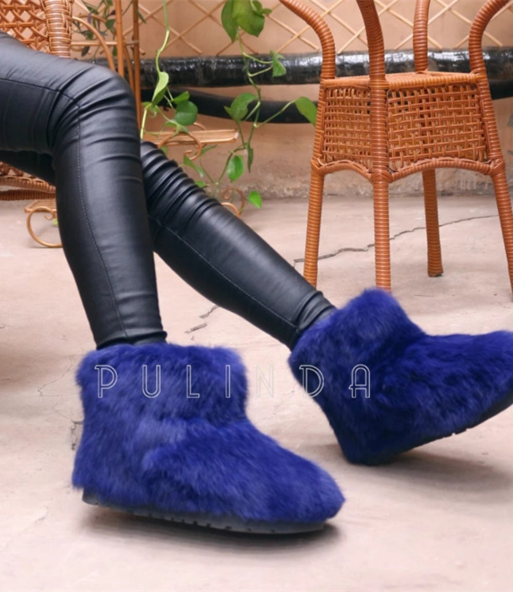 European Style Winter New Rabbit Fur Boot Thick-Soled Short Snow Furry Rabbit Fur Boot Women's Fur Boot Warm Fur Shoes