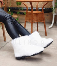Load image into Gallery viewer, European Style Winter New Rabbit Fur Boot Thick-Soled Short Snow Furry Rabbit Fur Boot Women&#39;s Fur Boot Warm Fur Shoes
