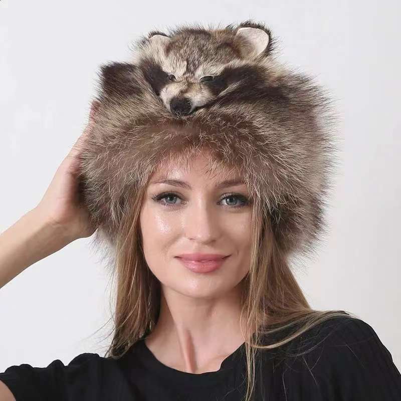 Raccoon Tail Hat Raccoon Fur Hat Raccoon Wool Hat Raccoon Tail Hat - Suitable for All Ages