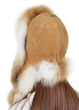 Load image into Gallery viewer, Fox Fur Hats with Tail Women&#39;s Russian Best Ushanka Hat Aviator Trapper Snow Skiing Hat Caps Earflap Winter fox Pom Hat

