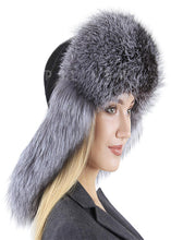 Load image into Gallery viewer, Winter Bomber Trapper fox Hat Hats Plush Earflap Russian Women&#39;s Trapper Aviator Pilot Hat Best Ushanka Hats with fox Tail
