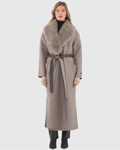 Load image into Gallery viewer, Long Cashmere Coat Double-Face Cashmere Wool Coat with Detachable Shearling Lamb Collar Leather Jackets for Ladies
