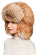 Load image into Gallery viewer, Natural Color Full Pelt Red fox Fur Trapper Hat Winter Golden fox Fur Fuzzy Russian Aviator Hat Women&#39;s Super Warm Ushanka
