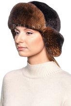 Load image into Gallery viewer, Rex Rabbit Fur Shearling Mouton Sheepskin Trapper Hat Ushanka Aviator Hat Luxury Soft Fluffy Natural Rex Rabbit Fur Hat

