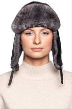 Load image into Gallery viewer, Chinchilla Rex Rabbit Fur Shearling Mouton Sheepskin Trapper Hat UshankaThick Winter Chinchilla Rabbit Aviator Hat Warm Ear Flap
