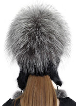 Load image into Gallery viewer, Silver fox Pom Pom Hat Super Fluffy Fashion Waterproof Hunting Russian Warm Earflap Trapper Winter Fur Hat fox Ushanka
