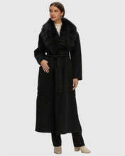 Load image into Gallery viewer, Long Cashmere Coat Double-Face Cashmere Wool Coat with Detachable Shearling Lamb Collar Leather Jackets for Ladies
