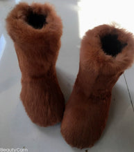 Load image into Gallery viewer, Two-tone Rabbit Fur Snow Boots Women&#39;s Rabbit Fur Boots Wholesale Winter Warm Fur Boot Green Brown Black
