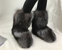 Load image into Gallery viewer, New Trend Silver fox Fur Snow Boots Mid-Calf Winter Warm Boots With Full Fur Covering Black fox Fur Boot Women&#39;s

