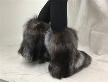 Load image into Gallery viewer, New Trend Silver fox Fur Snow Boots Mid-Calf Winter Warm Boots With Full Fur Covering Black fox Fur Boot Women&#39;s
