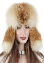 Load image into Gallery viewer, Trapper Gold Fox Fur Hat New Design Natural Wholesale Winter Adults Earflap Aviator Hat Women&#39;s Ushanka Hat
