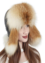 Load image into Gallery viewer, Trapper Gold Fox Fur Hat New Design Natural Wholesale Winter Adults Earflap Aviator Hat Women&#39;s Ushanka Hat
